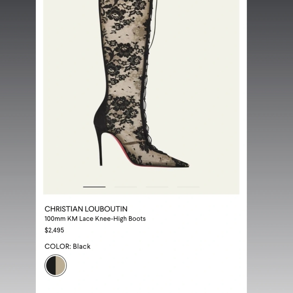 Christian Louboutin Black Lace Knee-High Boots